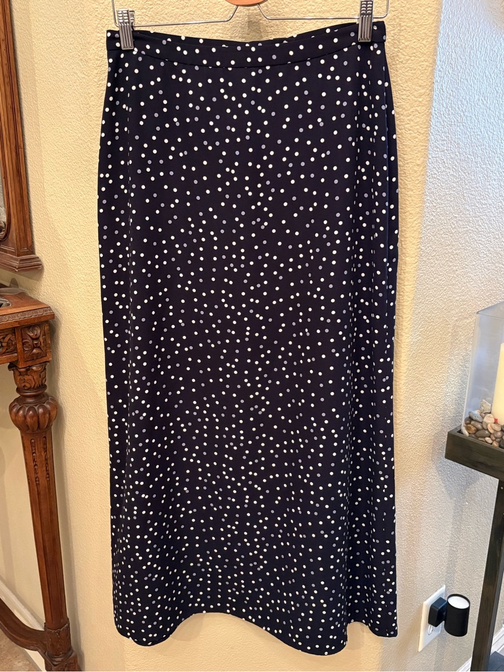 Vintage Nine & Company Black Y2K Polka Dot Maxi Skirt Size 10